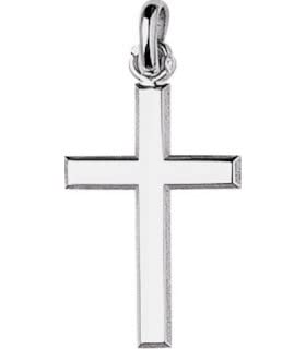 Croix Catholique Or Blanc 750/00 bijou quotidien biseauté