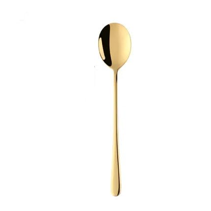 Cuillère à café Cuillères à dessert Lot de 10 cuillères à dessert coréennes colorées en acier inoxydable, cuillère à café dorée et argentée avec long manche for mélanger la crème glacée, cuillère à th
