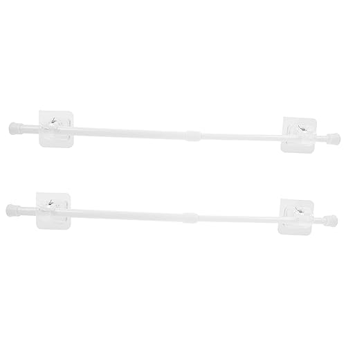 SOPOTUTU 2 juegos Barras Telescópicas Ajustables con Ganchos Adhesivos para Cortinas sin Taladrar Extensibles Multiusos para Baño Armario y Ventana