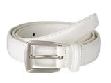 Sportoli Men’s Genuine Leather Classic Stitched Casual Uniform Dress Belt - White/Matte Buckle (38)3