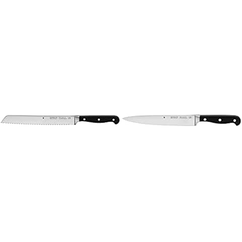 WMF Spitzenklasse Plus Brotmesser Doppelwellenschliff 31,5 cm, Brötchenmesser, 20 cm & Spitzenklasse Plus Fleischmesser 32,5 cm Spezialklingenstahl, Kunststoff-Griff vernietet Cover