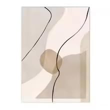 Decoración de pared: Cuadro abstracto estilo boho beige con imágenes geométricas sobre lienzo (60x90cm x 3/Sin marco)