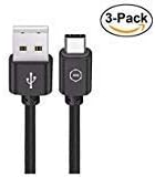 WNB USB Type C Cable, USB C to USB A Charger (3ft,3 in a Pack), Synthetic Leather Fast Charging Cord for Samsung Galaxy S9 Note8 S8 Plus,Google Pixel xl 2,LG G6 V20 V30,Nintendo Switch (Black)