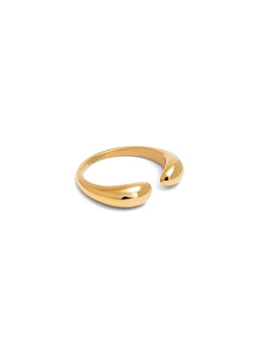 SINGULARU - Anillo Doble Gota. Acero con Baño en Oro de 18 Kt. Joyas Para Mujer.