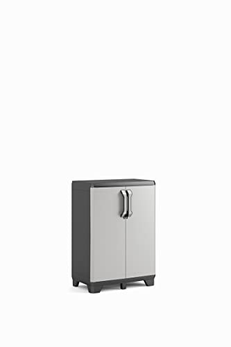 KETER Armoire Basse GEAR - Armoire de Rangement en Résine Multifonctions - Étagères Modulables, Pieds Renforcés, Charnières Métalliques - Cuisine,...
