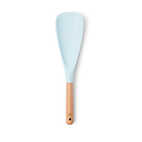 Yum Asia Premium Rice Spatula with Beech Wood Handle and Premium Silicone (Duckbill Spatula, Sky Blue)