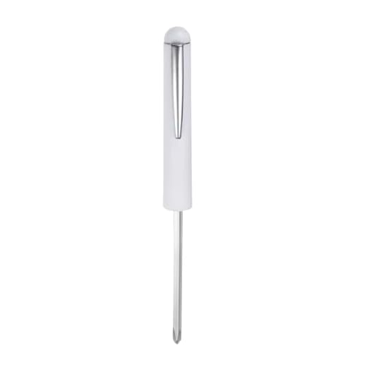 Non-Magnetic Pocket Screwdriver 4mm Phillips 4mm Slotted Mini Portable Screw Driver with Clip for Mechanical, Electrician, Technician, White