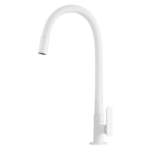 Grifo Lavabo Blanco Flexible Caño Alto 360° de Giratoria Grifo Baño Monomando Lavabo,Blanco