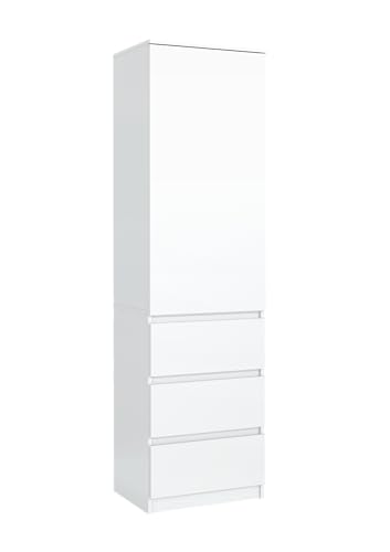 meble masztalerz Armarios Dormitorio con 3 cajones Ancho 50 cm - Moderna Sapateira Muebles - Closet Armario para Habitación Blanco 180x50x39cm