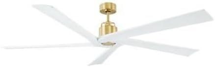 Monte Carlo 5ASPR70BBS Aspen 70" Indoor/Outdoor Damp Ceiling Fan with Remote Control, 5 Matte White Blades, Burnished Brass