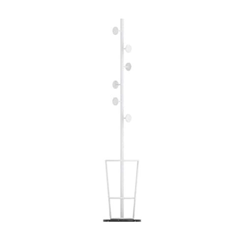 Elegante perchero moderno con 6 ganchos y elegante base de mármol, versátil soporte para paraguas para abrigos, sombreros y ropa, solución ideal de almacenamiento para el hogar para entrada y