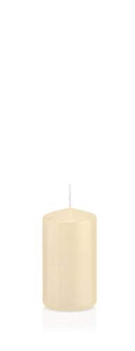 INNA-Glas Candela votiva/Candela a Colonna Maeva, Crema, 8cm, Ø4cm, 12h - Made in Germany - Candela di Cera/Candela Decorativa