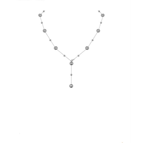Collier en argent sterling 925 anti-allergie avec perles de forme