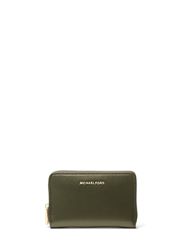 Image of Michael Kors Jet Set Small Zip Around Card Case, Gold-Tone Hardware /Sahara Leather /Ivy