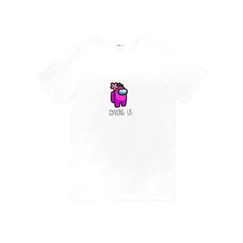 Among Us Camiseta para Niñas Top de Manga Corta para Infantiles 10-11 años Blanco