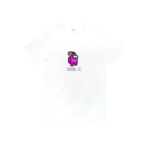 Among Us Camiseta para Niñas Top de Manga Corta para Infantiles 10-11 años Blanco