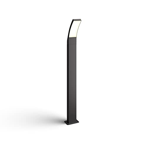 Philips Outdoor Splay LED Sockelleuchte, 12W, Anthrazit, warmweißes Licht 2.700K, IP44 Schutzklasse, integriertes Leuchtmittel