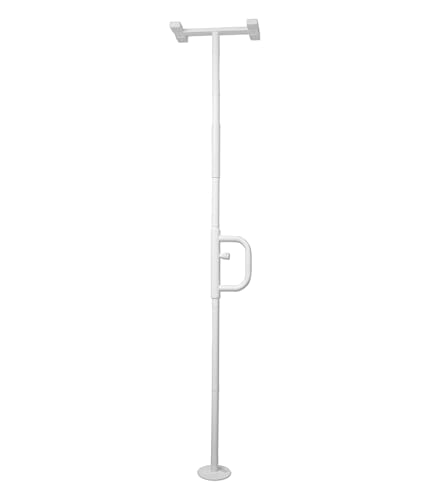Stander Wonder Pole, Security-Pole and Curve Grab Bar, Tension Mounted Floor to Ceiling Transfer-Pole for Seniors, Elderly Adults, Bathroom Safety Assist and Stability Rail, White