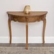 Treeform Solid Mango Wood Half Moon Console Table | Vintage Carved Semi Circle Entryway Table with Cabriole Legs | Narrow Accent Hallway Table for Living Room & Foyer (90 x 30 x 80 cm, Natural Finish)-picture-47