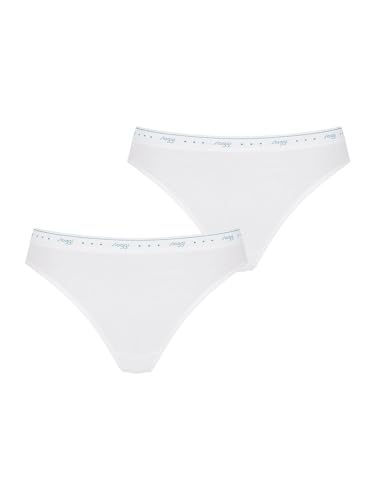 Sloggi Calzoncillos Midi Tai Mini Maxi Brasil Ropa Interior Algodón Elástico para Mujer, 2 Pack Tai Slip 24/7 100 Blanco, 44