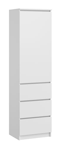 KUBUTKU Mehrzweckschrank mit 3 Schubladen 3 Fächern und Türen Haushaltsschrank Kleiderschrank Büroschrank 180,5x50x40 cm (Weiß)