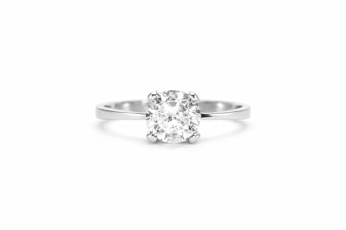 Bague femme argent 925 rhodié solitaire zircon fait main taille 50