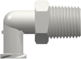 Luer to Threaded Fitting, Elbow, White Nylon, Female Luer Thread Style with 7/16 (in) Hex x 1/8-27 NPT(M): 25/Pk