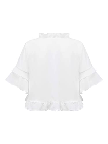 Little Girls Short Sleeve Ruffle Hem Sheer Lace-up Shrug Chiffon Bolero Cardigan One Button Bolero Dress Cover Up2