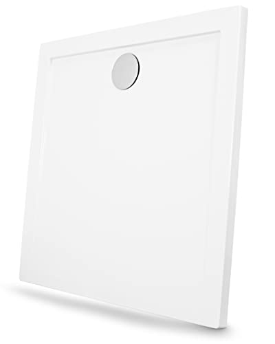 Art-of-Baan® Duschwanne 80x140 cm I Duschwanne aus Sanitär-Acryl I sehr flache Duschwanne I Duschtasse in Weiß I DIN Anschluss I kratz- & rutschfest I Duschwanne flach inkl. Ablaufgarnitur