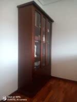 Armoire vitrine en bois de peuplier marron et verre 60 x 40 x 196 cm Armoire vitrine en bois de peuplier marron et verre 60 x 40 x 196 cm
