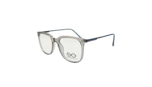 Image of Soft Square Optical Eyeglass Frame for Men & Women, Front with Metal Temples, Clear Demo Lenses, Lightweight Mixed Material Frame, Ribbed Temple Design for Prescription Lens Replacement
