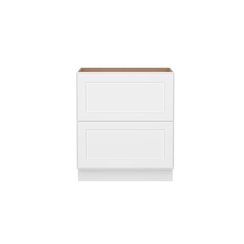Image of Furinno Shaker Drawer Base Kitchen Cabinet with 2-Drawers, Ready to Assemble, 24 D x 30 W x 34.5 H, White
