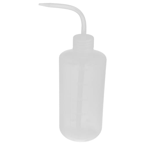 SEWACC Plastic Wash Bottle 500Ml Refillable Graduated Scale Bottle for Lab and Industrial Use with White Cap