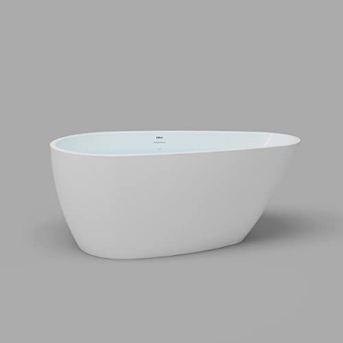 FerdY Tamago 55" Acrylic Freestanding Bathtub, Oval shaped Freestanding Soaking Bathtub, Glossy White, cUPC Certified, Toe-Tap Brushed Nickel Drain & Overflow Assembly Included, 02561 FerdY Tamago 55" Acrylic Freestanding Bathtub, Oval shaped Freestanding Soaking Bathtub, Glossy White, cUPC Certified, Toe-Tap Brushed Nickel Drain & Overflow Assembly Included, 02561