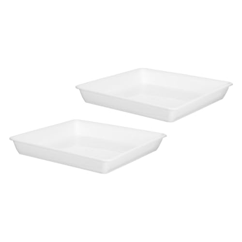 GANAZONO Bandejas De Goteo Cuadradas para Plantas Exteriores 30 Cm Plástico Blanco 2 Piezas Base De Drenaje para Macetas Multifuncional Resistente Intemperie para Suculentas y Bonsáis