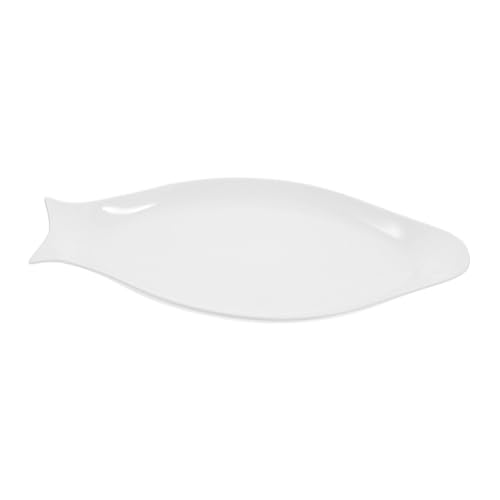 FIXOSHEE Plato Ovalado de Cerámica Blanca para Pescado Diseño Simple y Elegante para Servir Aperitivos Cocina y Restaurantes