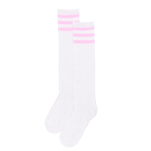 Image of DOOVID Casual Knee High Socks for Women Tube Socks Elasticity Athletic Socks Thin Stripe Knee High Stockings
