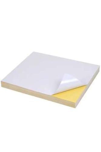 Adcoat Kağıt Kaliteli Lazer yazıcılar için Yapışkanlı Etiket/Sticker Parlak Kuşe A4 Ebat 50 Adet