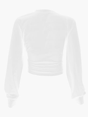 Sexy Tie Front Crop Top for Women Long Sleeve Graphic Tee Shirt Clubwear4