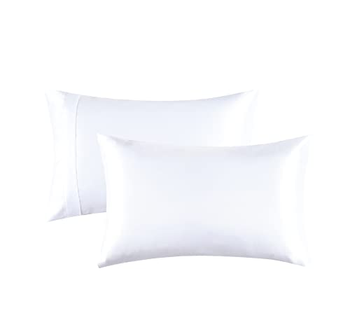 Alexandra's Secret Home Collection Satin Pillowcase for Hair and Skin, Pack of 2 - Feels Like Real Silk Pillow Cover - Satin Pillow Cases Set of 2 with Zipper Closure (White, Standard) by ALEXANDRA'S SECRET HOME COLLECTION - Used condition - US$15.37