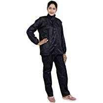 Tubination Rain Suit Women, Girls and Ladies 3 Piece Black Rain Suit Waterproof Jacket With Long Sleeves ( L Size )