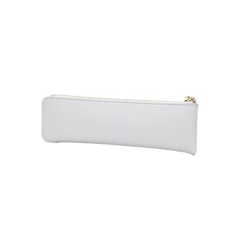 Image of Faux Leather Pencil Case Slim Pencil Pouch Durable Zipper Stationery Bag Small Travel Use(Gray /FL)