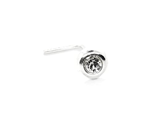 moonlidesigns Tiny Nose Stud 22 gauge Sterling Silver Crystal Nose