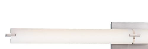 Image of GEORGE KOVACS P5046-084-L Tube LED Vanity Bath Light, 2-Light, 40 Total Watts, 4.75-in H x 39.75-in W, Brushed Nickel