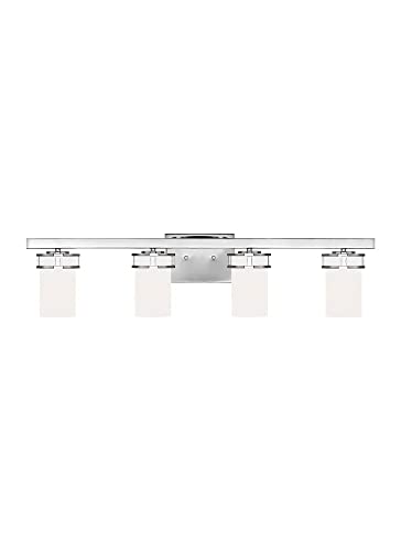 Image of Generation Lighting 4421604-05 4-Light Robie Bath Fixture Wall Lamp Chrome 4421604-05, Bathroom Light Fixture for Home Decor, Vanity Light Fixture Uses A19 Standard or LED Light Bulbs