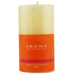 Aroma Naturals Orange, Clove and Cinnamon Essential Oil White Scented Pillar Candle, Peace Pearl, 2.75 inch x 5 inch