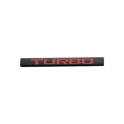 Image of 2PC Aluminum Stick ON Polish Text Turbo Decal Emblem Trim Badge Logo 3D Metal Turbo Premium CAR Side Fender Rear Trunk Emblem Badge (Black Red)