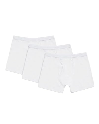 MeMoi Boys Boxer Briefs 3-Pack Boys Underwear Mid Rise Boxer Tag Free Toddler to Early Teen White