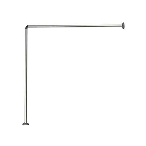 Vetrineinrete® Bastone per tenda doccia universale regolabile angolare con aste 90 cm argento o bianca asta per tende (Argento)