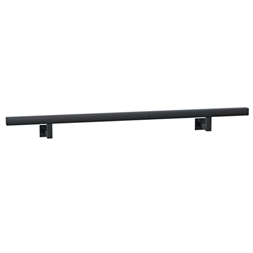 Pasamanos para escaleras interiores y exteriores, pasamanos de escalera de 1 m/2 m/3 m/4 m/5 m/6 m con accesorios, barandilla cuadrada industrial de metal antideslizante (color: negro, tamaño: 150 cm)
